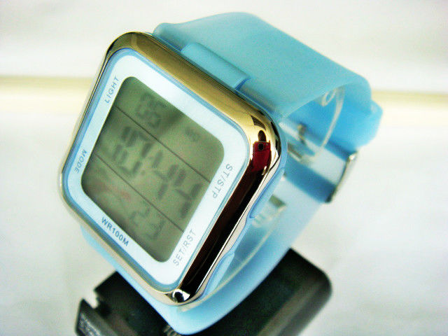 Count Down Timer Plastic Quartz Digital Watch Women , PU Strap