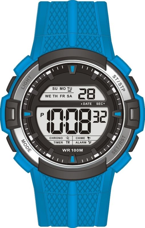 Quartz Digital Watch Gents Sporty Watches With 10atm Water Proof Silicon Band 4.5yeas Lithium Battery