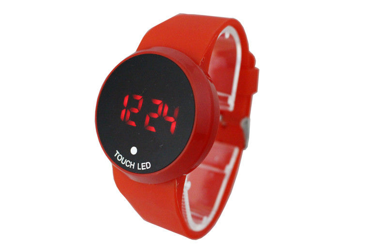 Unisex Round LED Digital Wrist Watch TPU Bands AM PM Watch For Gift