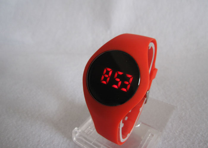 Red Silicone LED Digital Wrist Watches 3 ATM Sports Watch For Girls