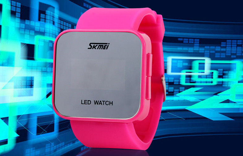 Wommens Pink Digital Watch ABS Case LED Wrist Watch 1 ATM Water Resistant