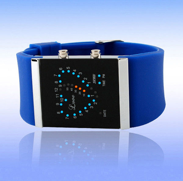 Japan Movement Silicone Band LED Digital Wrist Watch , Blue Watch