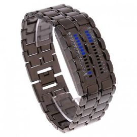 Men Unique Lava Style Iron Blue LED Digital Wrist Watch