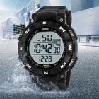 PU Strap Multifunction Sport Watch , EL Backlight Big Dial Waterproof Electronic Watches