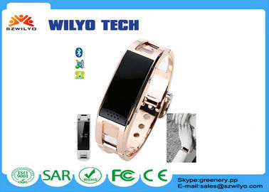 Anti-lost Metal Bluetooth Wrist Watch Health Bracelet Gold Music Display Incoming Call WD8