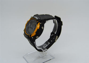 Plastic strap stopwatch EL light mens wrist watch for Sport with two convex mirrors