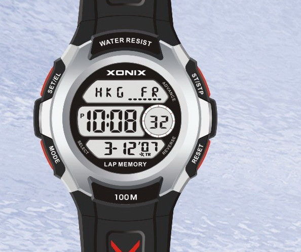 Unisex Waterproof LCD Quartz Digital Watches With Alarm PU Wristband