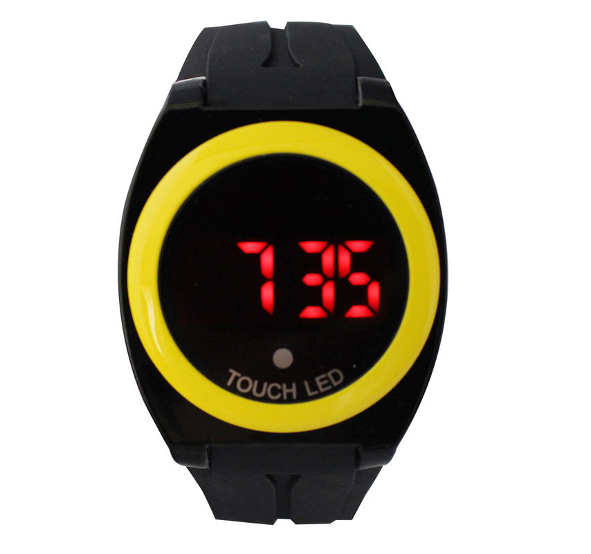 One Point Touch LED Digital Wrist Watch TPU Watchband Mens Mirror Watch