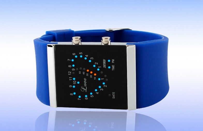 Girls LED Digital Wrist Watch Blue Silicone Strap Electronic Watches