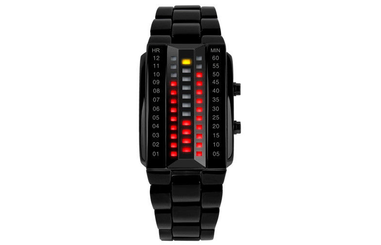 Unisex 3D LED Watch Customized Black Alloy Digital Wrist Watch