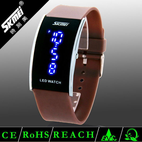 3 ATM Water Resistant Unisex Colorful PU Band LED Digital Wrist Watch For Men