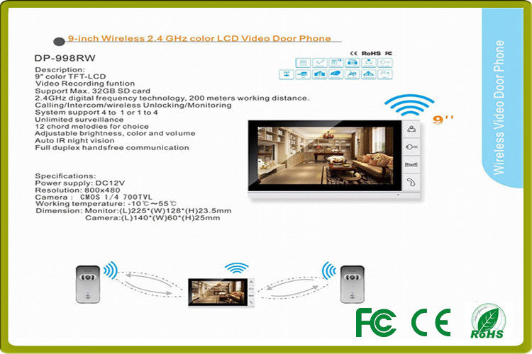 9&quot; LCD body sensors villa intercom system color video door camera for residential intercom systems